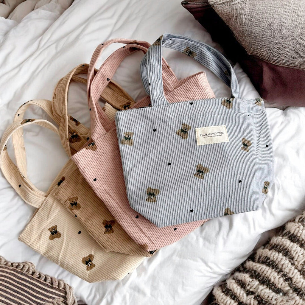 Teddy Bear Corduroy Makeup Bags